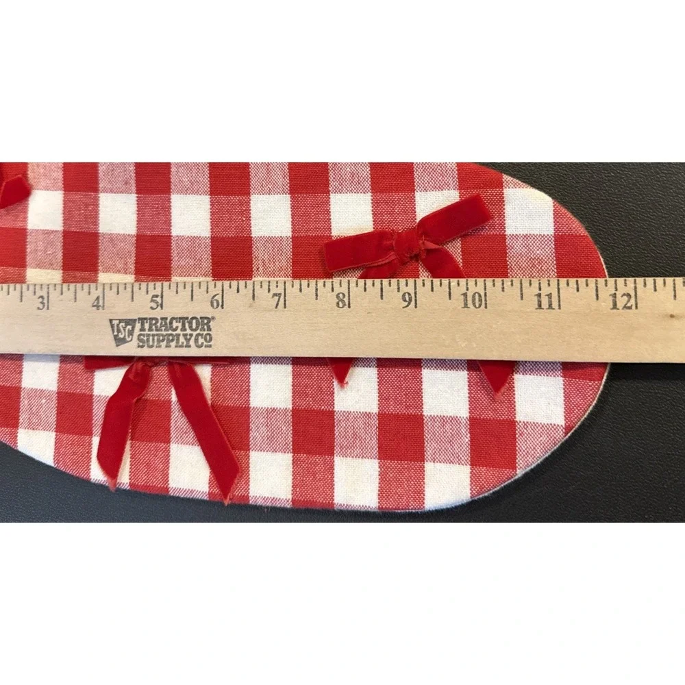 Mud Pie Red White Gingham Velvet Bow Holiday Christmas Stocking‎ 18 Inch NEW